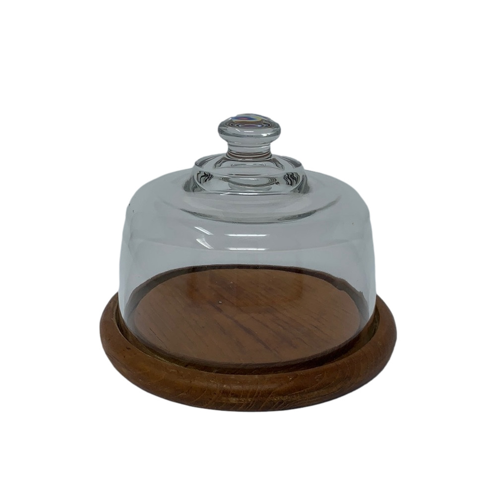 Mid Century Round Server w/ Glass Dome